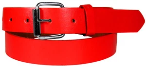 KIDS CHILDREN PLAIN SOLID COLOR LEATHER BELT Silver Buckle Boys Girls S M L XL - Picture 1 of 22