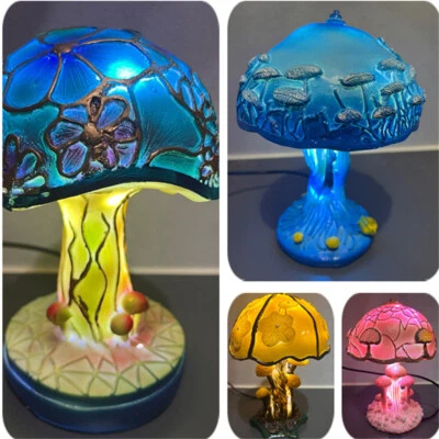 Lámparas de mesa creativas de resina con hongos lámpara de luz nocturna bohemia manchada arte regalos Foto 1 de 4