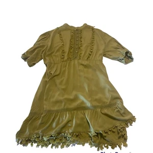 Simplee Bohemian Short Ruffled Hem High Waisted Dress, Olive Green Juniors XL - Picture 1 of 11