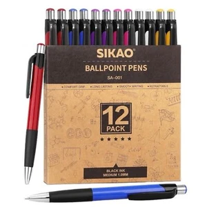 Stifte Großpackung Kugelschreiber 12 Schwarze Tinte Büro Mittlere Spitze (1,0 mm) Klicken Stifte SM4 - Bild 1 von 7