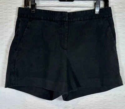 Theory 短裤女式 6 亚麻混纺黑色柔软脆饼 — 第 1/4 张图片