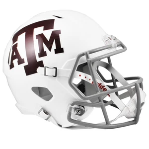 Casco de fútbol americano réplica tamaño completo Texas A&M Aggies blanco Riddell Speed - Imagen 1 de 4