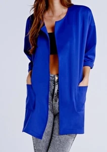 Girls on Film Blue Scuba Open Front Jacket Blazer Size 8/XS RRP £38 - Picture 1 of 3