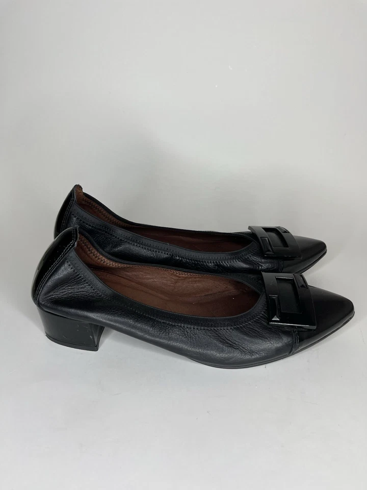 Hispanitas 女式鞋高跟鞋黑色皮革 39 码 US 8 西班牙制造 — 第 1/4 张图片