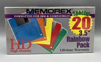 Memorex новый HD 3,5 «диск 20 упаковка Rainbow диски отформатированы для IBM - Изображение 1 из 4