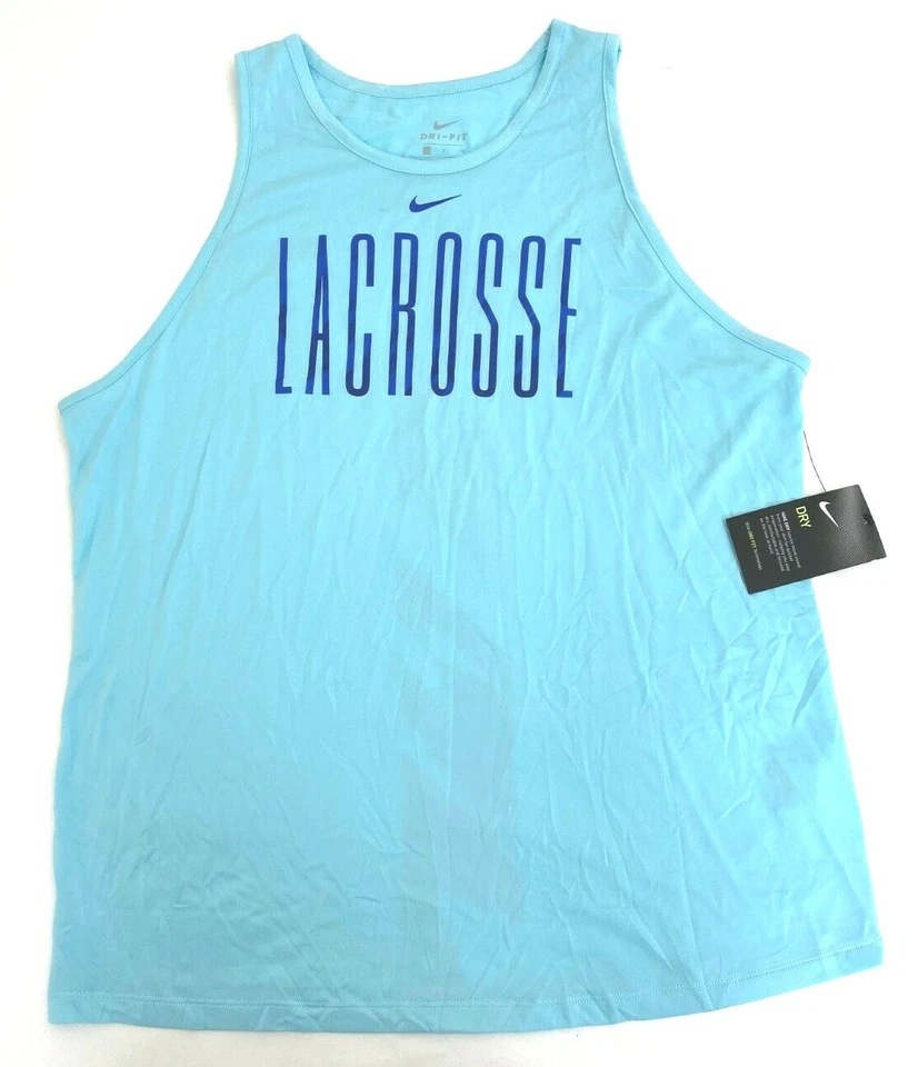 Camiseta sin mangas de entrenamiento Nike Dri-Fit para mujer pequeña azul lacrosse espalda deportiva Foto 1 de 1