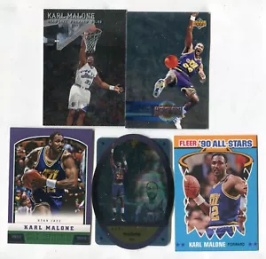 Lotto 5 carte basket Karl Malone HOF UTAH JAZZ LA LAKERS (LOTTO 17) - Foto 1 di 1