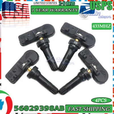 NEW For Chrysler Jeep Dodge Wrangler 56029398AB 4pcs TPMS Tire Pressure Sensor  - Image 1 of 4