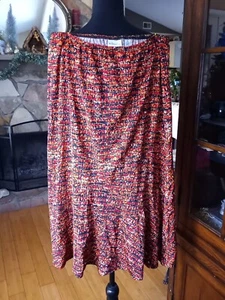 Kim Rogers Midi Skirt Multicolor Pattern Elasic Waist Pull On Women's Size M - Picture 1 of 6