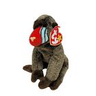 Ty Beanie Babies Cheeks Baboon Monkey 6&quot; Beanbag Plush Stuffed Animal Toy NWT