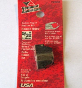 BROCA ROUTER ROMAN OGEE 5/32" VERMONT AMERICAN 22653 punta de carburo sellada de fábrica - Imagen 1 de 1