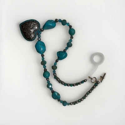 水晶施华洛世奇绿松石石心形吊坠项链 — 第 1/4 张图片