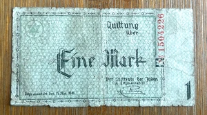 POLAND LODZ WWII 1 GERMAN MARK 1940 JEWISH GETTO Litzmannstadt - Picture 1 of 2