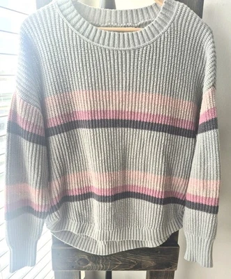 XXL Shaker Ski Sweater Colorblock Stripes Stretchy Rounded Hem Heavyweight - Image 1 of 3