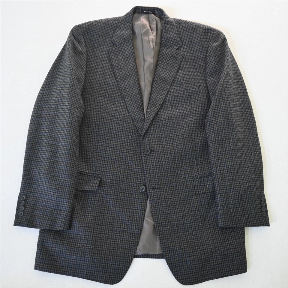 Chaps 44L Gris Pata de Gallo Franela 100% Lana Hombres Blazer Traje Chaqueta Abrigo Deportivo Foto 1 de 4
