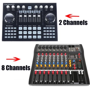 2/8 Professional Channel Bluetooth Live Studio Audio Mixer Mixing Console USB - Picture 1 of 35
