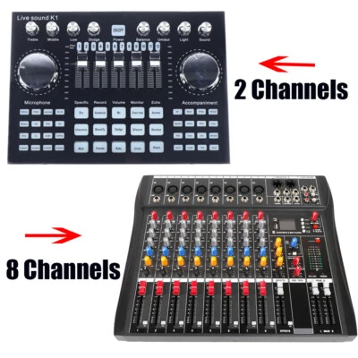 2/8 Kanal Bluetooth Live Studio Audio Mixer Mischpult USB Professional - Bild 1 von 4