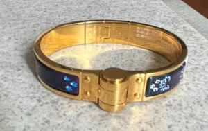 Hermes Gold Plated & Enamel Claire De Lune Hinge Bracelet France - Picture 1 of 6