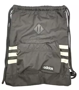 Adidas BookBag Backpack Black and White Gym Bag Work Out Draw String 2 Pockets - Picture 1 of 9
