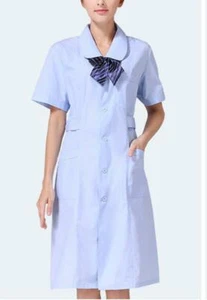 Women Nurse Dress Female Doctor Dress Beautician Lab Work Clothes Long Coat - Picture 1 of 12