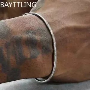 925 sterling silver 3MM Snake Chain Bracelet Men Hip Hop Simple Bracelet For Wom - Bild 1 von 18