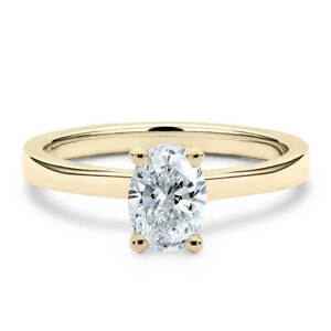 14K Yellow Gold 1.35 Carat Oval Cut Moissanite Classic Solitaire Engagement Ring