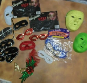 Lot of Plastic and Sequin Masks many colors and styles 32 pieces - Picture 1 of 5