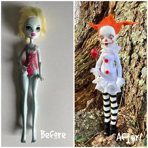 Monster High Laguna OOAK creepy Pennywise the Clown doll repaint - Picture 1 of 11