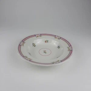 Laura Ashley Alice Rimmed Soup Bowl Made in England Floral Pink Band Vtg EUC - Picture 1 of 10