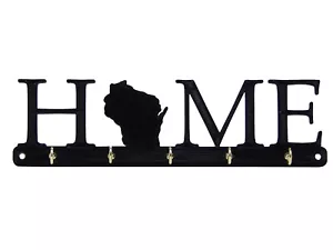 Wisconsin Home State Shape Key Holder Hanger Rack Housewarming Wall Decor Gift - Picture 1 of 4