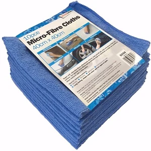 10 Pack Super Soft & Ultra Fine Microfibre Cleaning Cloths for Car & Home - Blue - Picture 1 of 9
