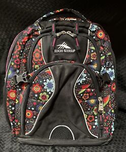 High Sierra Suspension Strap System Backpack Black With Floral Design