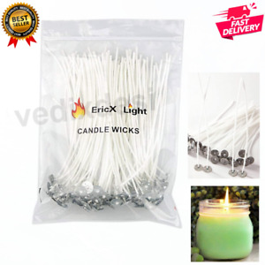 EricX Light 100 Piece Cotton Candle Wick 6" Pre-Waxed for Candle Making,Candle
