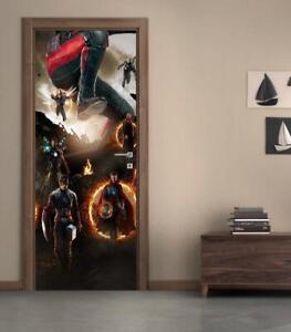 Avengers 3D DOOR WRAP Decal Wall Sticker Decor Mural Art Captain America D301