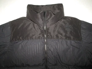Stussy Down Puffer Pinstripe Hooded Jacket Men's S - Picture 1 of 13