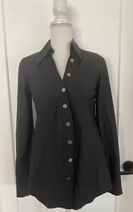 Anika Lena Skarstrom Paris Black Raw Edge Button Down Blouse Size 40 US US 8/Med - Picture 1 of 8