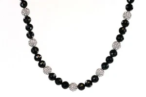 Black Bead Disco Ball Shamballa Necklace Men’s Fashion Hip Hop Jewelry SMC 004 - Picture 1 of 3