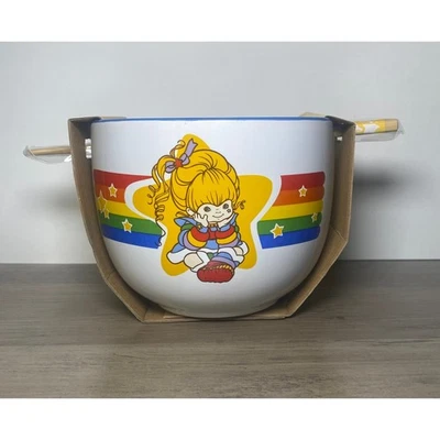 NUEVO. Tazón de cerámica Rainbow Brite con palillos 20 oz fideos sopa ramen Foto 1 de 4