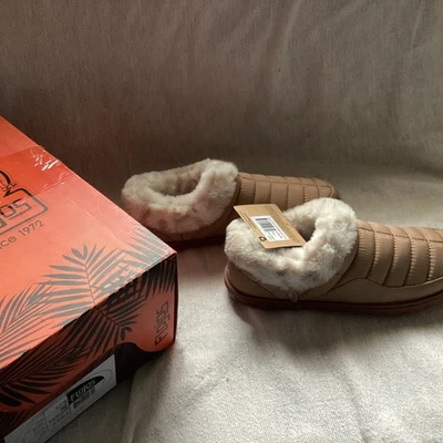 Flojos Lexie Тапочки искусственного меха с подкладкой желтовато-коричневый/снежный барс размер 7/EU38 ~ новый - Изображение 1 из 3