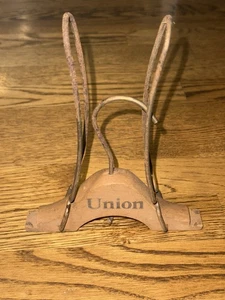 Appendiabiti in legno vintage Union pieghevole viaggio metallo vestito anni 20 30 armadio - Foto 1 di 9
