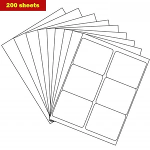 3 1/3" x 4" 1200 Address Shipping Mailing Label Self Adhesive 6 Per Sheet Laser - Picture 1 of 6