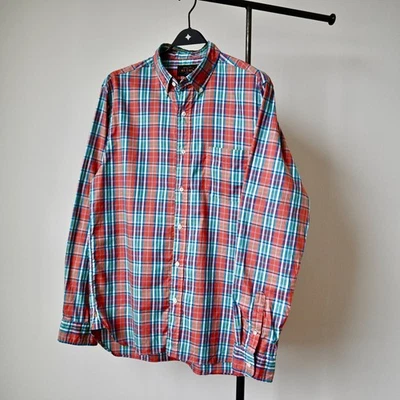 BEAMS PLUS pale orange plaid lightweight cotton BD shirt, made in Japan, size L - Image 1 of 4