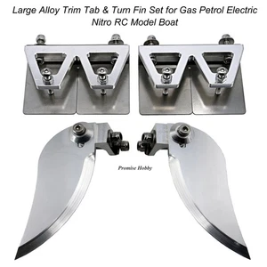 76mm X 49mm Trim Tab & 90mm X 34mm Turn Fin for Gas Electric Nitro RC Model Boat - Picture 1 of 5