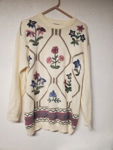 Womens Pullover Vintage 80s Alfred Dunner Tapestery Floral Sweater - Size Large - Picture 1 of 4