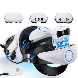 For Meta Quest 3s/3/2 Head Strap,VR Headset Strap+7500mAh Battery+Charging Dock - Picture 1 of 11