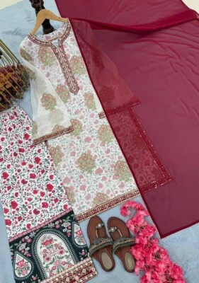 VESTIDO PAQUISTANÍ SALWAR KAMEEZ INDIO BOLLYWOOD DISEÑADOR DUPATTA ROPA DE FIESTA Foto 1 de 4