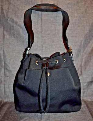 Esprit Bolso de Hombro Negro Cartera con Cordón Y2K De Colección ENVÍO RÁPIDO Foto 1 de 4