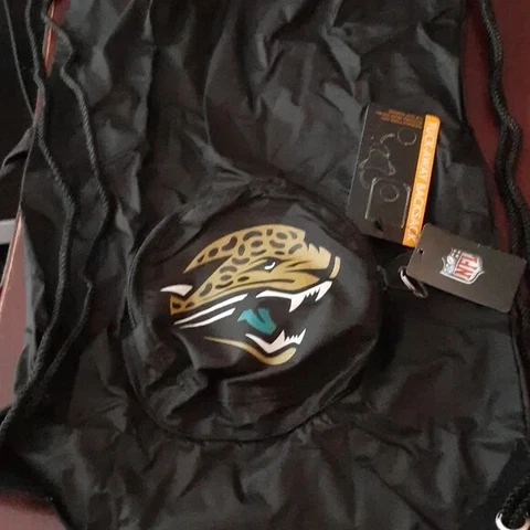 NFL Jacksonville Jaguars Black DrawString Backpack Backsack Bag w/case NEW Cover