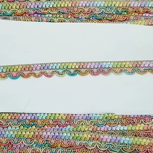 12mm gold Pastel multicolour Glitter BRAID embroidered ribbon trimming - Picture 1 of 1