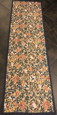Handmade Quilted Table Runner Reversible 87”Lx26”W Floral Gold Blue Orange NWOT - Image 1 of 4
